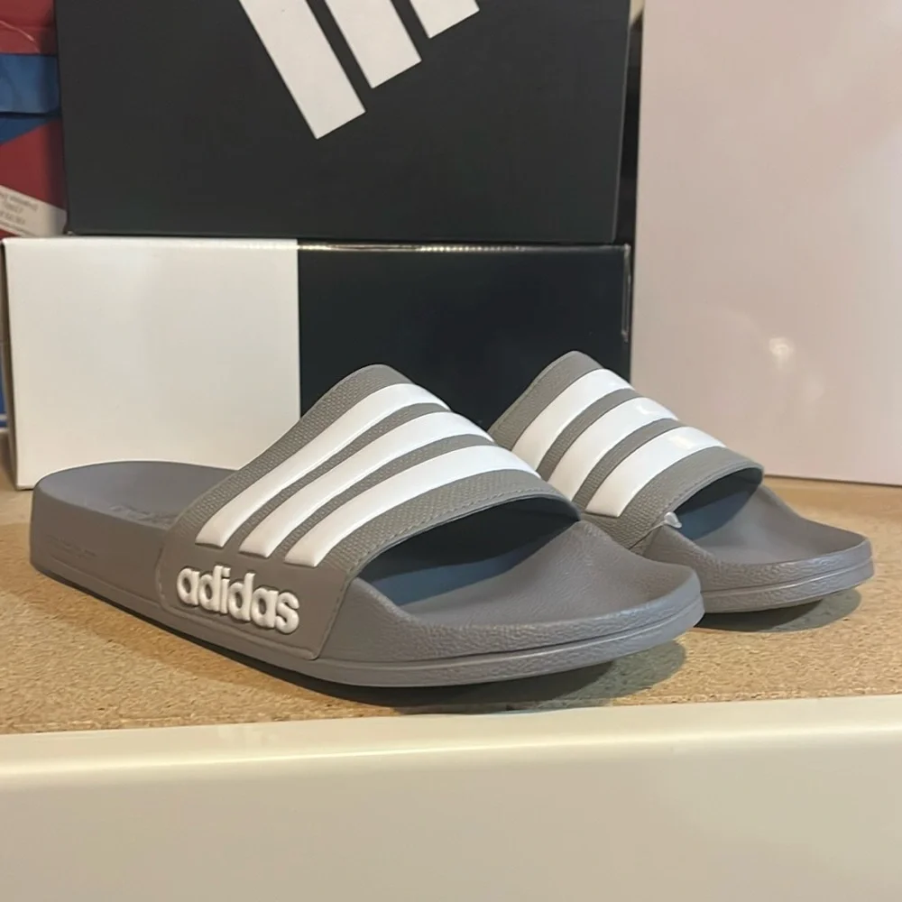 Adidas Adilette Shower Slides Sandals Shoes grey Pool B42212 new Mens Size 13